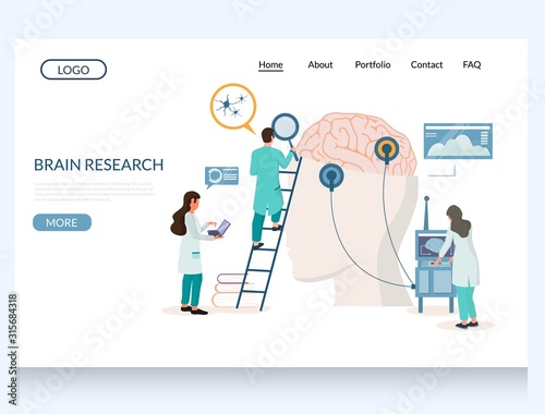 Brain research vector website landing page design template