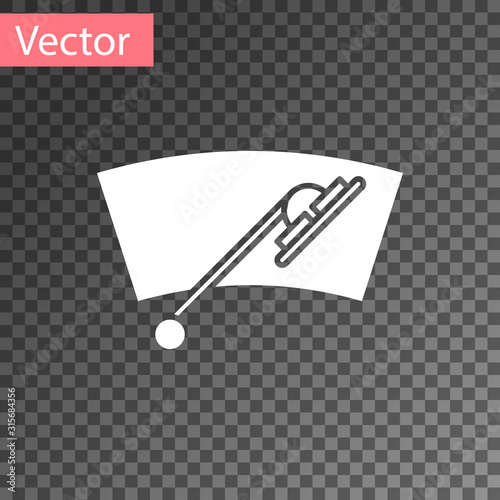 White Windscreen wiper icon isolated on transparent background. Vector Illustration