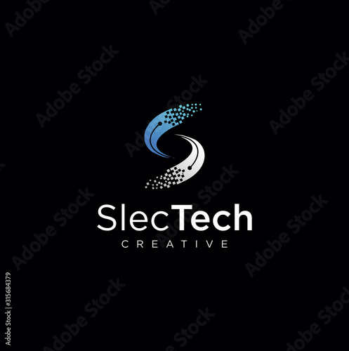Letter S Tech Logo Design illustration. S Tech Digital Logo Design 