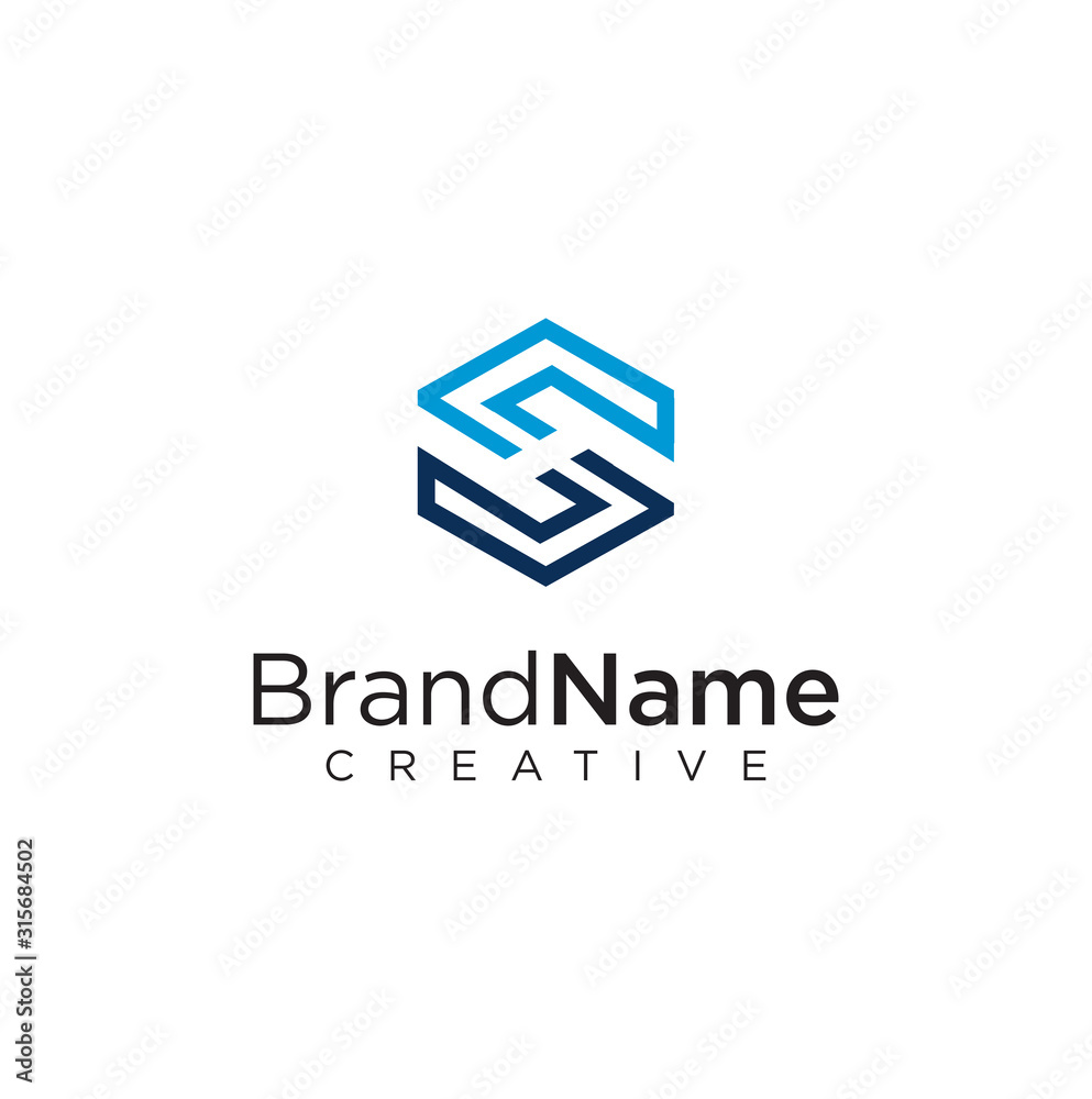 Hexagon Letter S logo Line Design Vector Stock illustration. Hexagon Letter S logo Line Design Vector Stock illustration.