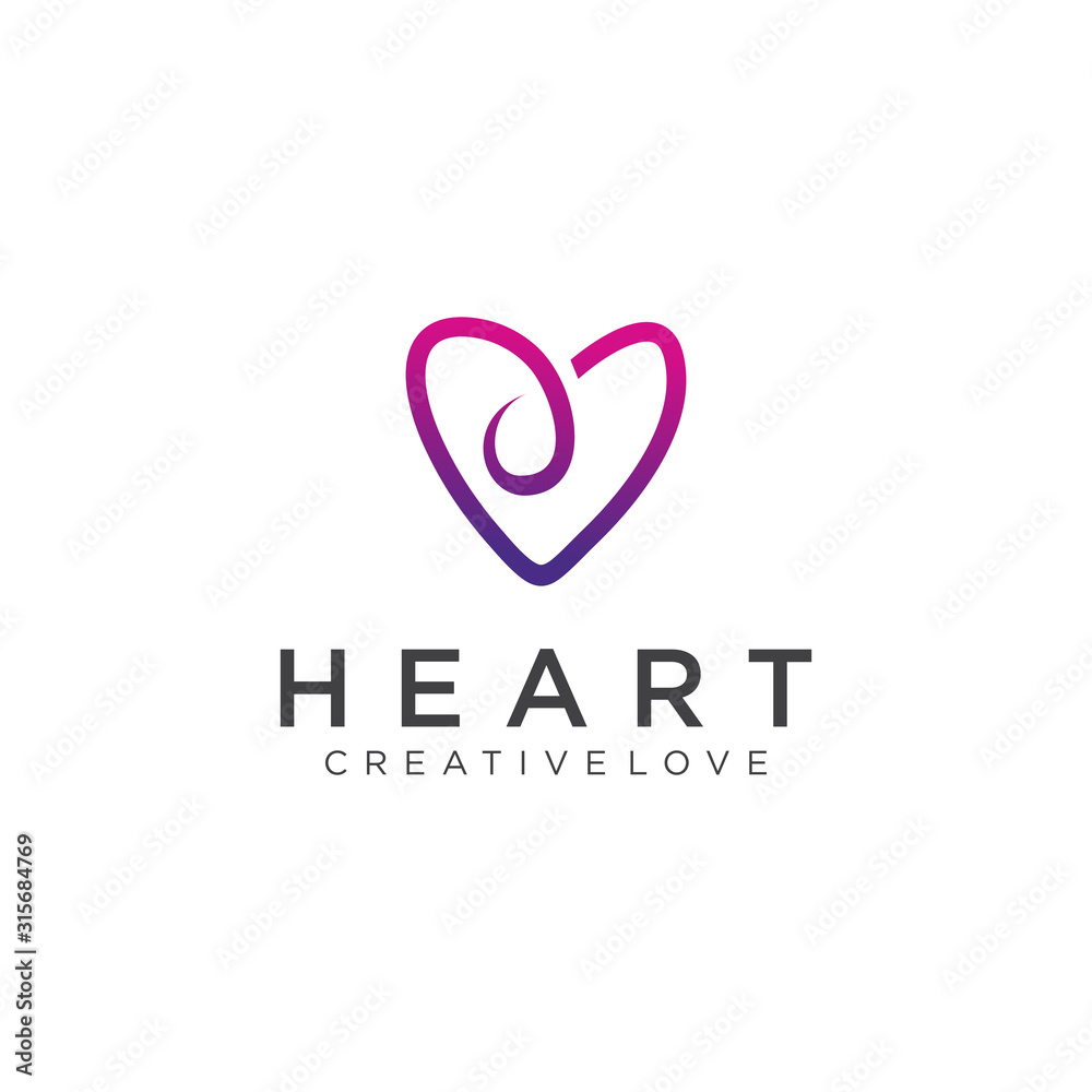 Heart love logo Design Vector Stock . Dating Logo . Valentine logo Design Template