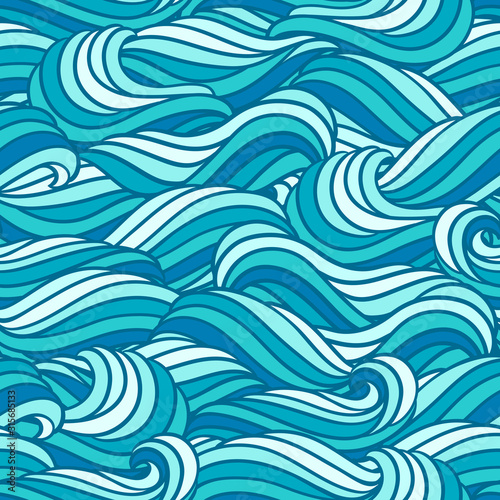 Seamless wave pattern. Background with sea, river or water texture.