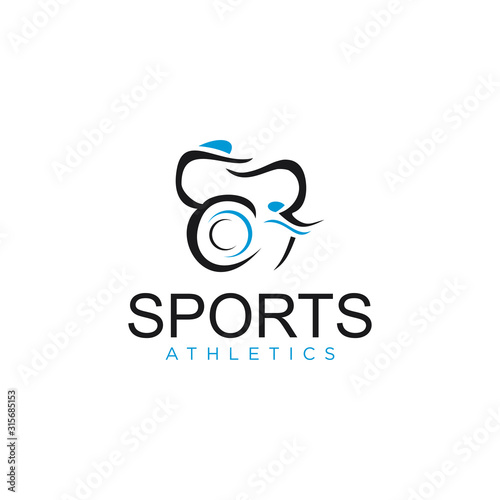 Triathlon Logo Design .Triathlon event logo. Swim, run and bike icons in simple modern style. Isolated vector symbol.