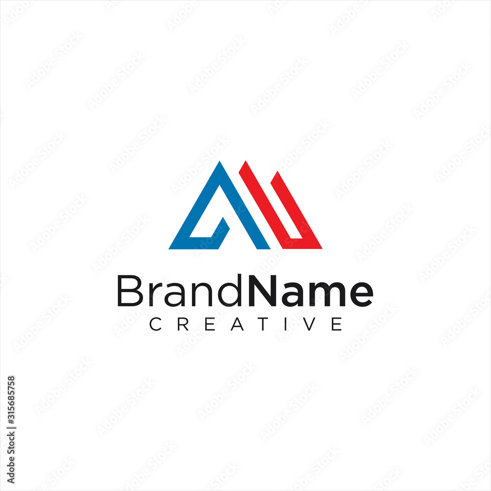 Letter A M Triangle Logo Design Vector Stock illustration . Mountain Triangle Logo . Triangle Logo