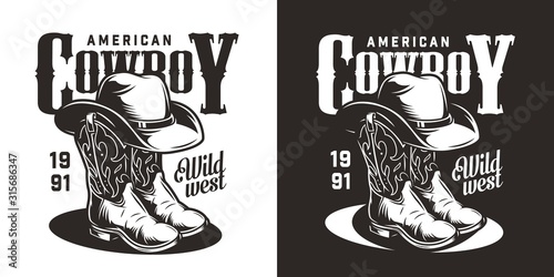 Vintage monochrome wild west print
