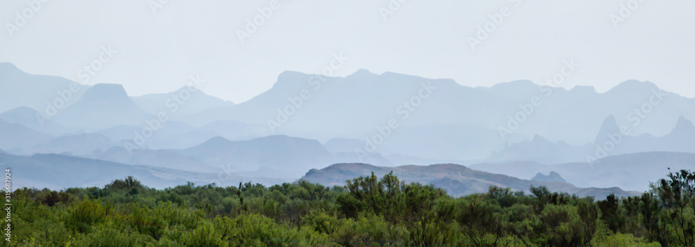 Panorama of Mountains with a blue sky