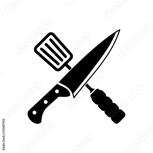 cooking knife icon vector logo