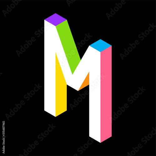 3d Colorful Letter M logo i...