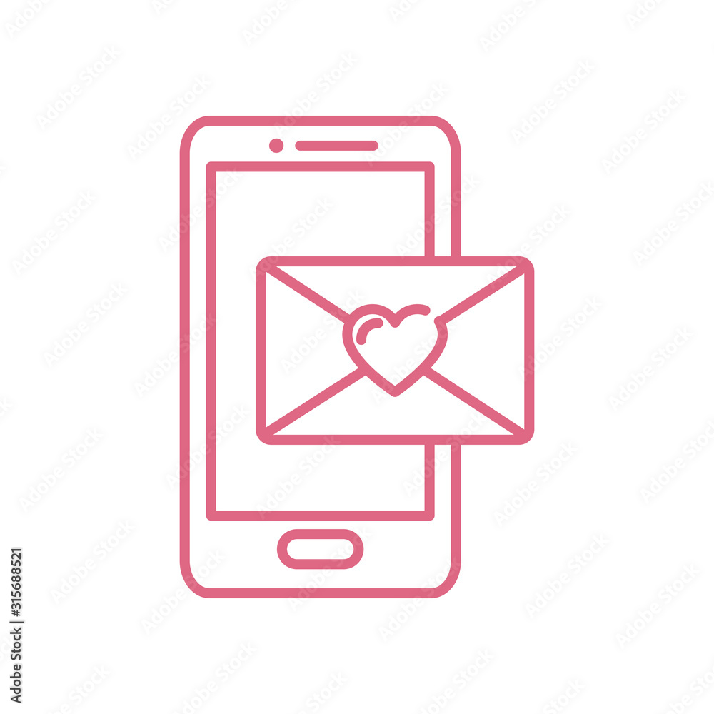 Love card with heart and smartphone vector design Love card with heart and smartphone vector design