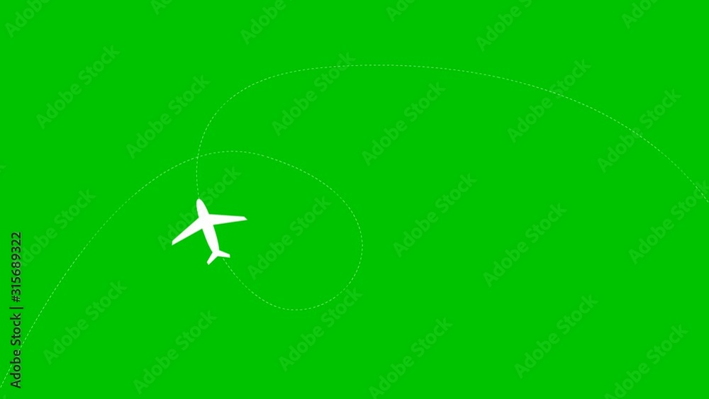 the plane flies along a trajectory. Airplane travel. Isolated airplane on green background. the plane flies along a trajectory. Airplane travel. Isolated airplane on green background.