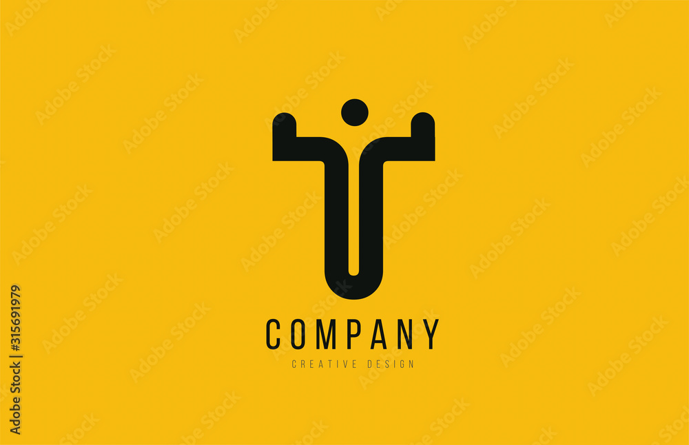 T yellow black alphabet letter for company logo icon design T yellow black alphabet letter for company logo icon design