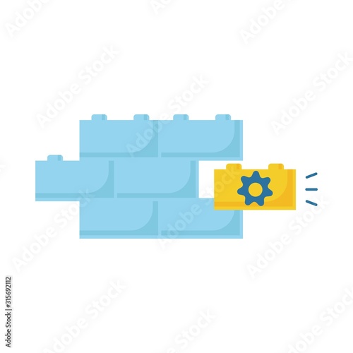 Constructor plugin disconnect and connection and creative icon. Electric wall with elements. Filled flat Plugin icon for computer and mobile.
