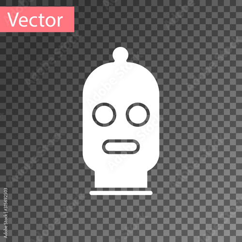 White Balaclava icon isolated on transparent background. A piece of clothing for winter sports or a mask for a criminal or a thief. Vector Illustration