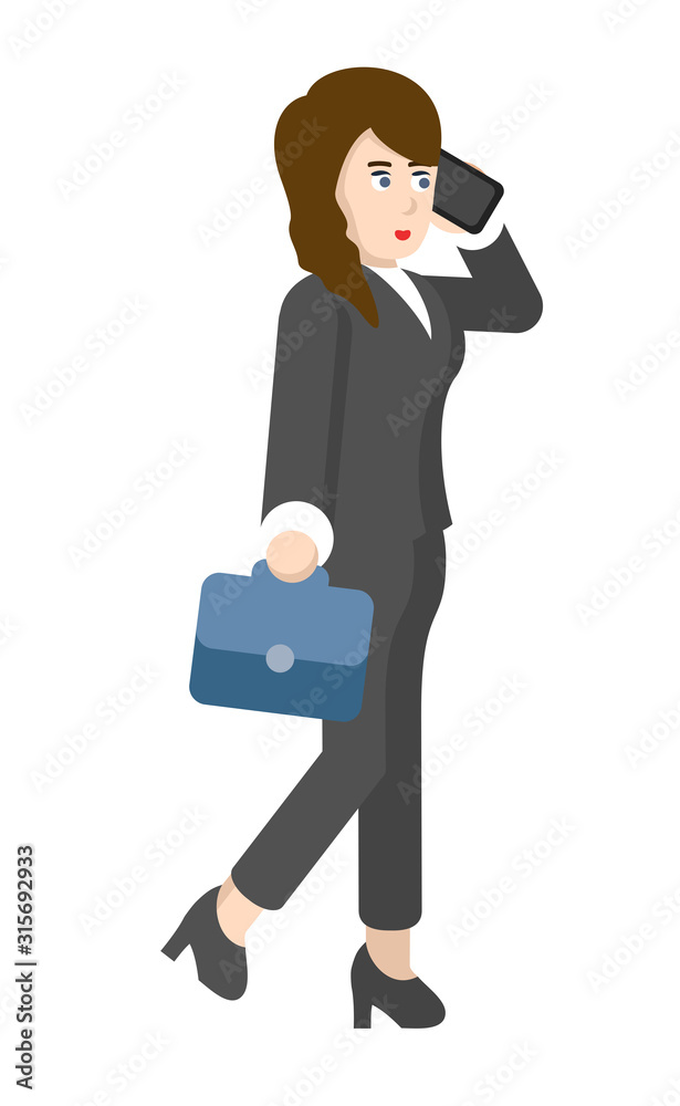 Businesswoman talking on a mobile phone, character vector illustration in a flat style. Businesswoman talking on a mobile phone, character vector illustration in a flat style.