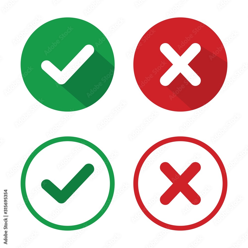 check mark icon set in green and red color vector Illustration check mark icon set in green and red color vector Illustration