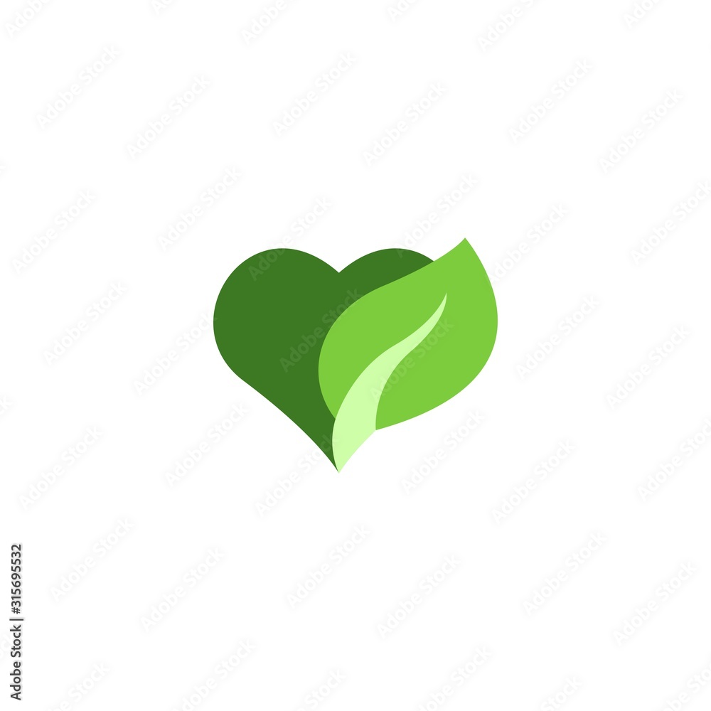 heart with leaf creative icon. From Recycling icons collection. Isolated heart with leaf sign on white background