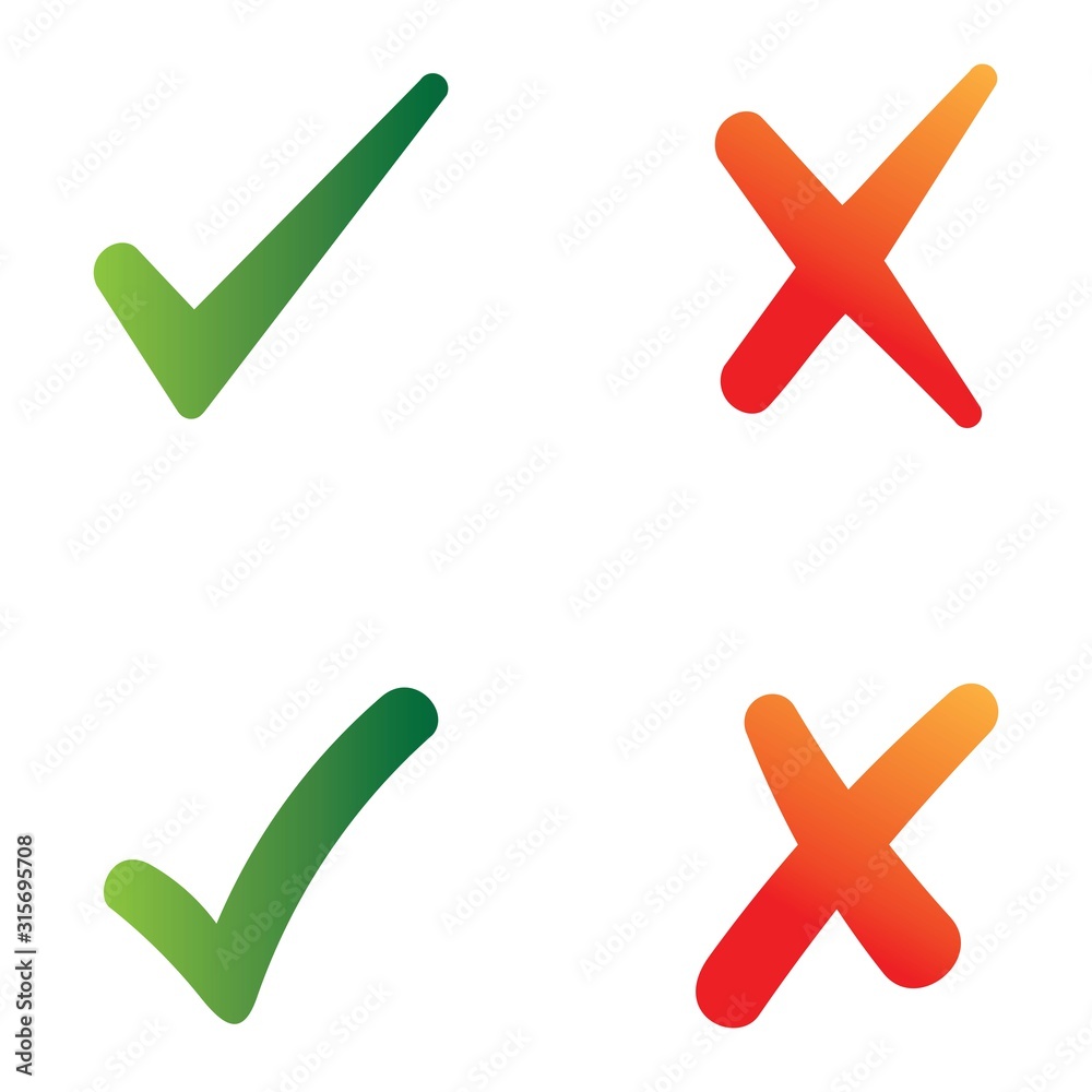 check mark icon set in green and red color vector Illustration check mark icon set in green and red color vector Illustration