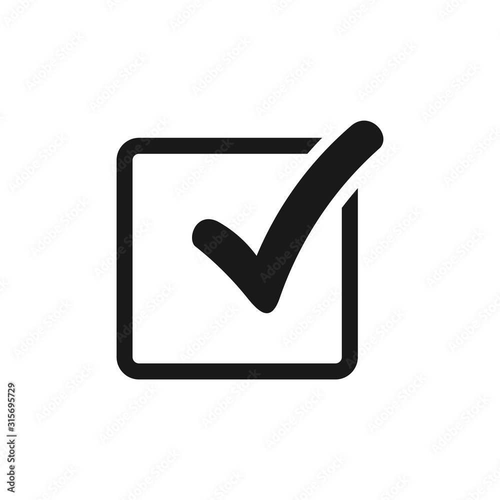 check mark icon. Tick symbol in black color, vector illustration. check mark icon. Tick symbol in black color, vector illustration.