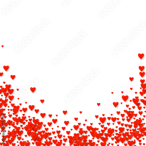 Wallpaper Mural Valentines pattern card with red falling heart. Love symbol isolated on white. Vector illustration Torontodigital.ca