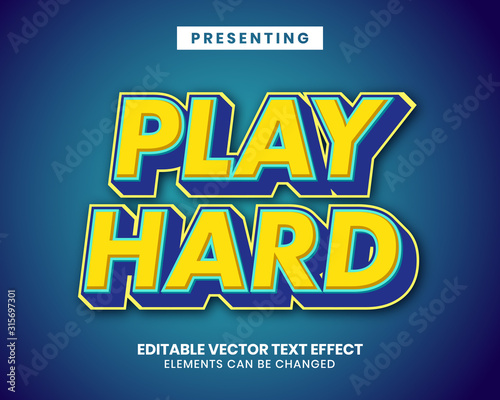 Modern style with cool gradient editable text effect and play hard quote