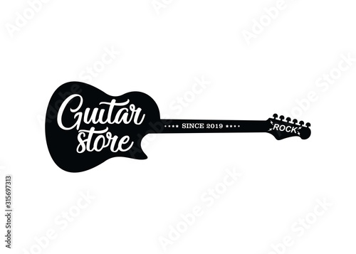 guitar store logo.Music icons for audio store, branding or poster. vector Illustration