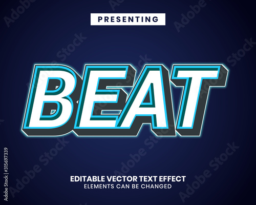 Modern look and Bold 3d colorful text effect on dark background photo