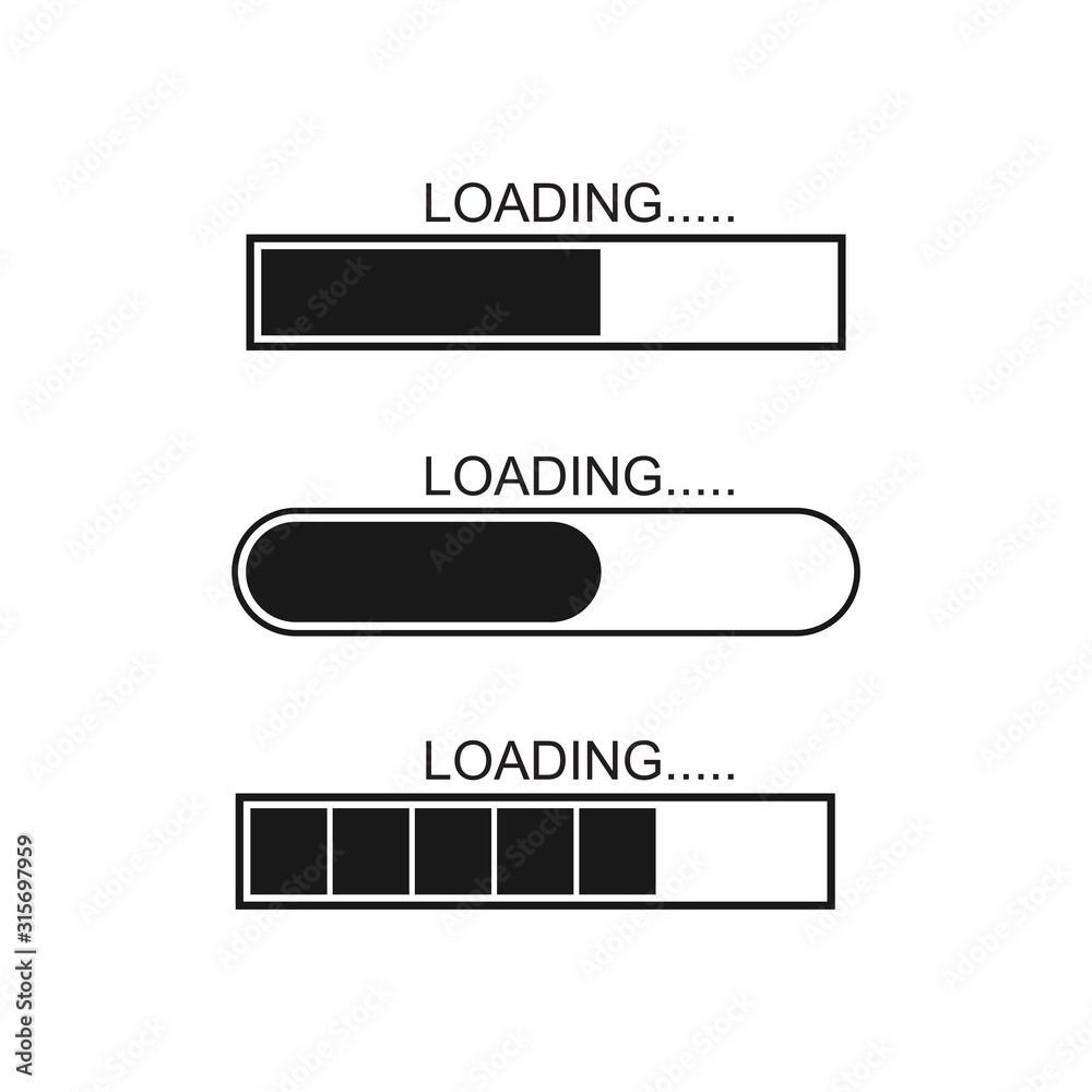 loading bar progress icon, load indicator sign, waiting symbols, vector illustration loading bar progress icon, load indicator sign, waiting symbols, vector illustration
