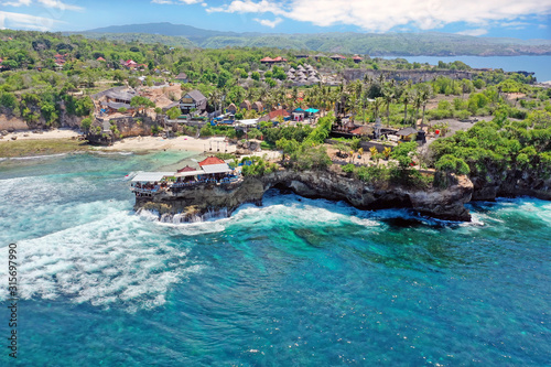 Aerial from Mahana Point on Nusa Ceningan Bali Indonesia