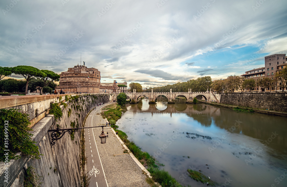 Castel Sant'Angelo, in Rome, Italy - Panoramic View