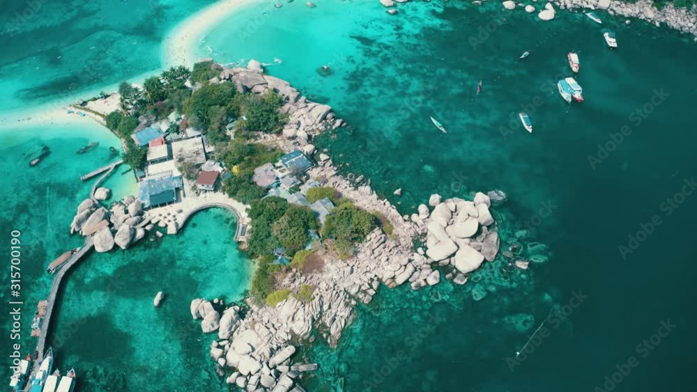 Aerial drone view of beautiful Koh Tao island in Thailand
