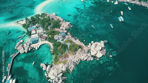 Aerial drone view of beautiful Koh Tao island in Thailand