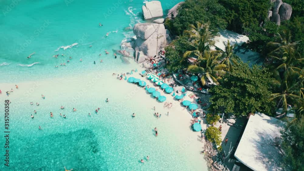 Aerial drone view of beautiful Koh Tao island in Thailand