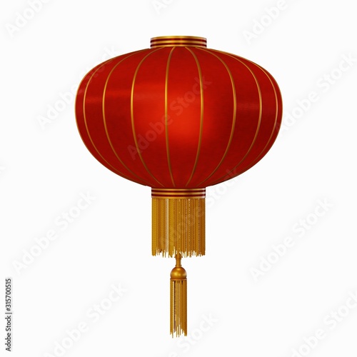 3D render of Chinese lantern over white background.