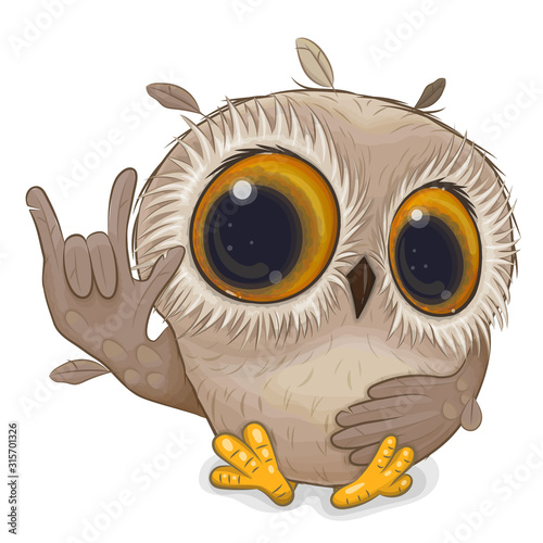 Cartoon owl boy isolated on a white background