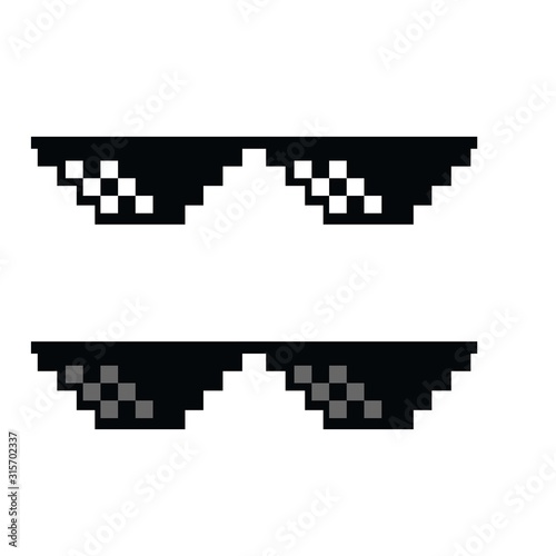 Thug life meme pixel glasses icon, vector  Illustration. 