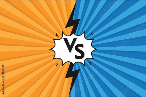 Versus. vs. fight backgrounds in flat comics style design with halftone, Vector illustration.