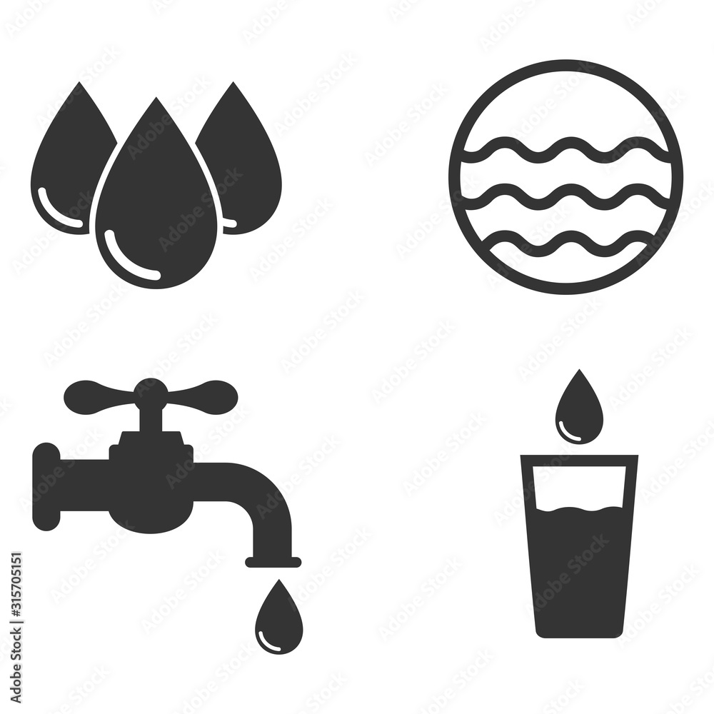 Water icon, isolated on white background Water icon, isolated on white background