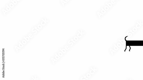 Funny walking dachshund dog, cartoon animation 