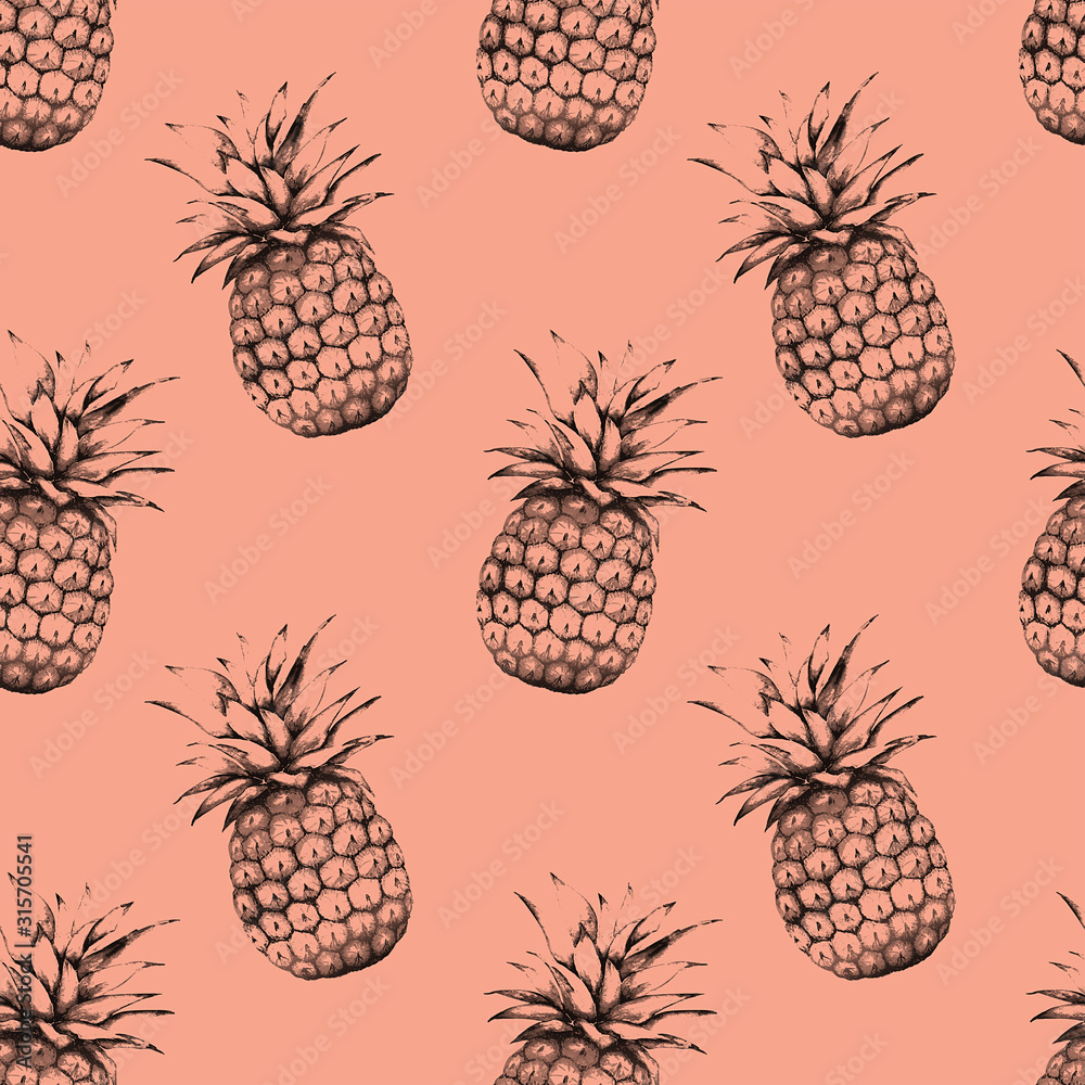 pineapple pattern illustration on pink background pineapple pattern illustration on pink background