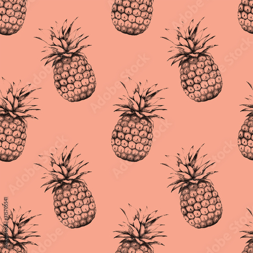 pineapple pattern illustration on pink background