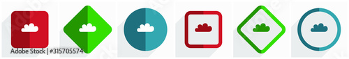Cloud icon set, flat design vector illustration in 6 options for webdesign and mobile applications in eps 10