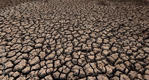 Cracked and dry soil in arid areas landscape, Drought crisis