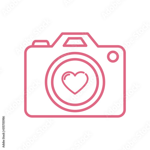 Isolated heart inside camera vector design