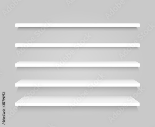 Blank empty showcase displays. Front view. On white background Vector illustration
