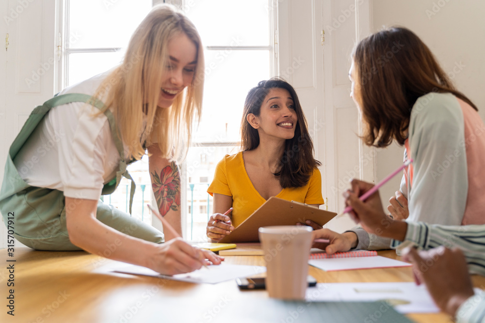 Businesswomen having a meeting and taking notes in office Businesswomen having a meeting and taking notes in office