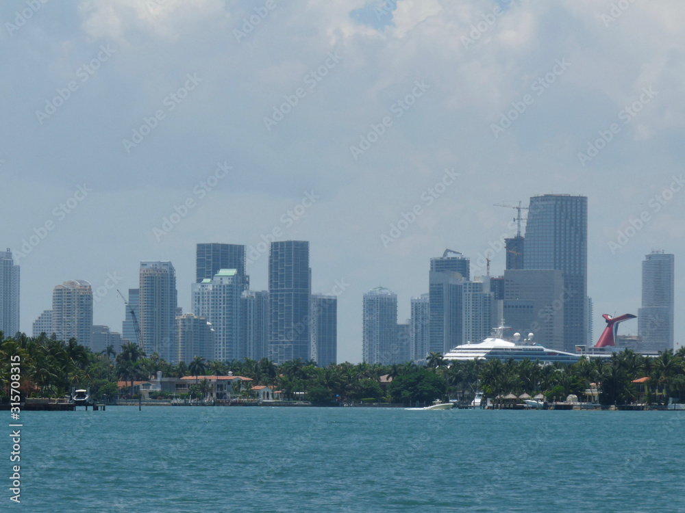 City Skyline Water Buildings Miami, FL, USA - MIA