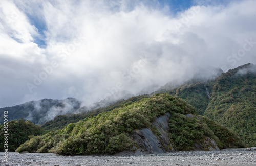 Franz Josef Glacier New Zealand. Mountains. VClouds