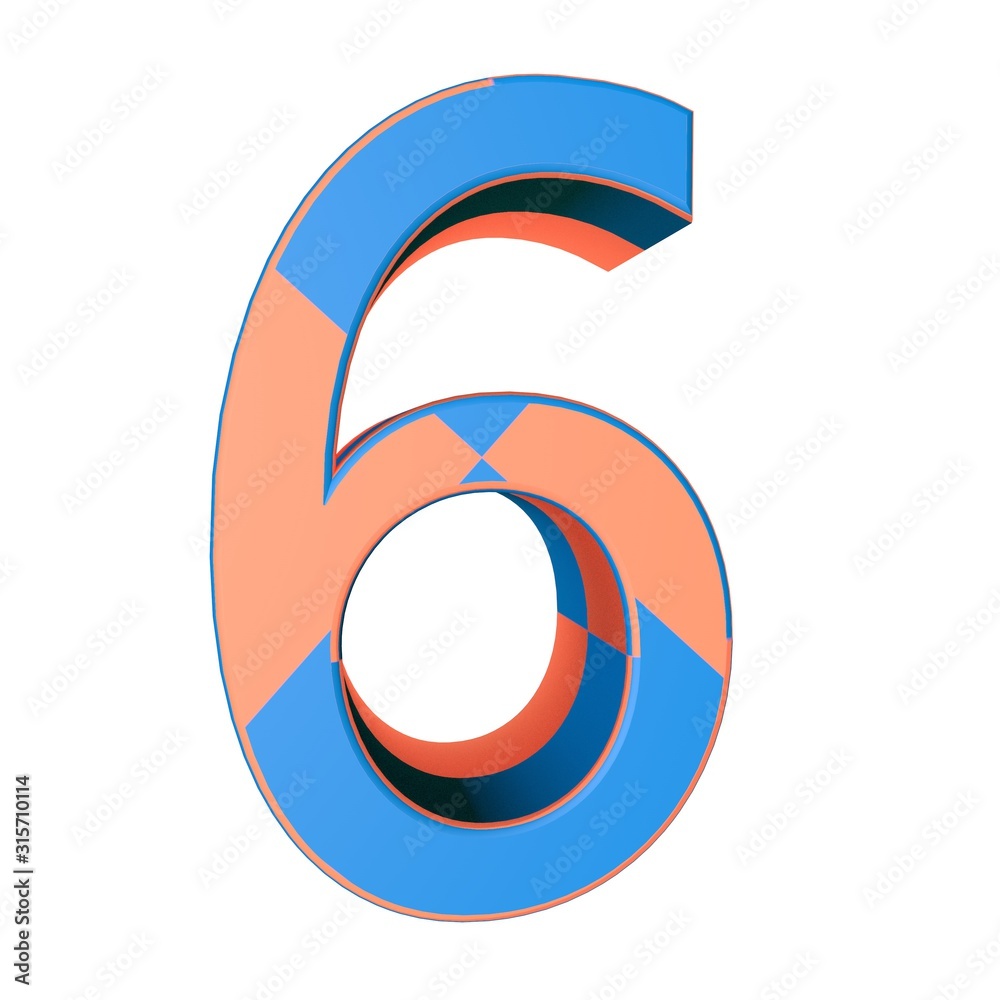 right leaning 3d rendering red building block number 6 isolated white background, alphabet for design right leaning 3d rendering red building block number 6 isolated white background, alphabet for design