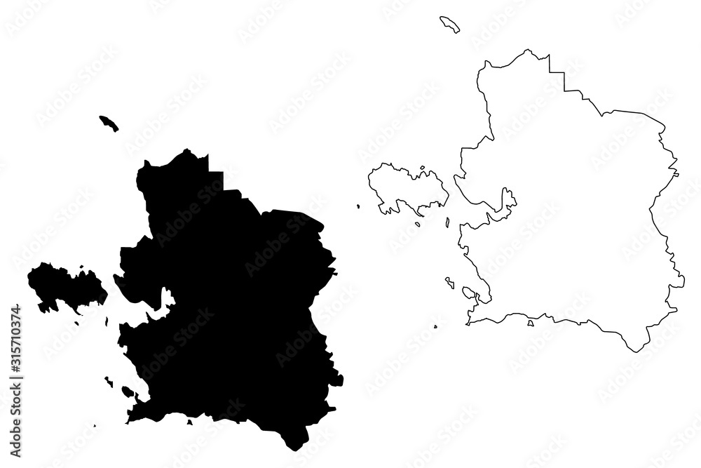 Laane County (Republic of Estonia, Counties of Estonia) map vector illustration, scribble sketch Laanemaa map