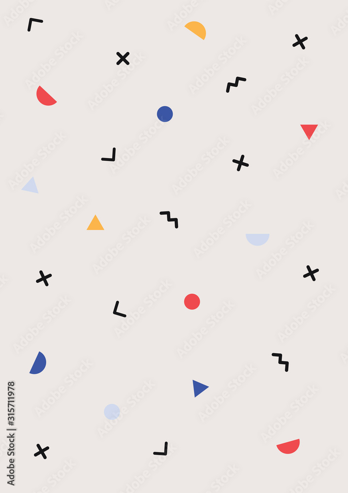 A colorful trendy Memphis geometry print cover